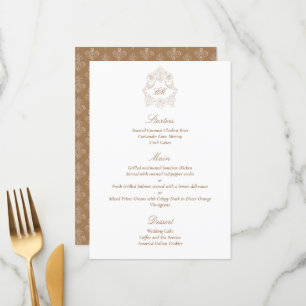 Menu Classique Élégant Écriture Brun Doré