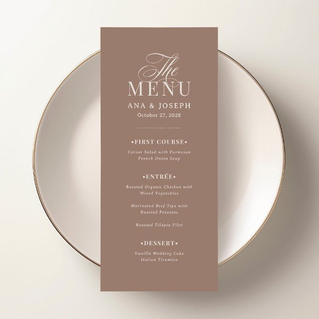 Menu Classique Luxe | Douce Mariage Taupe Mocha (Créateur téléchargé)