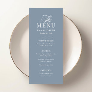 Menu Classique Luxe Élégant Mariage Bleu Poussiéreux