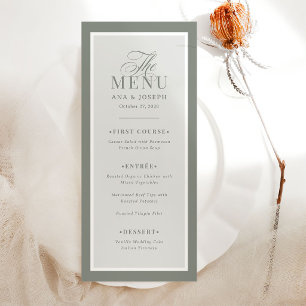 Menu Classique Luxe   Élégante Bordure Vert Sauge Maria