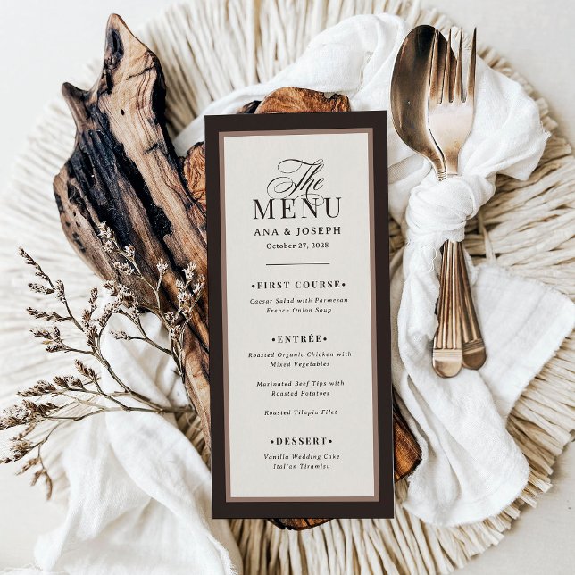Menu Classique Luxe | Mariage avec une bordure neutre m (Créateur téléchargé)