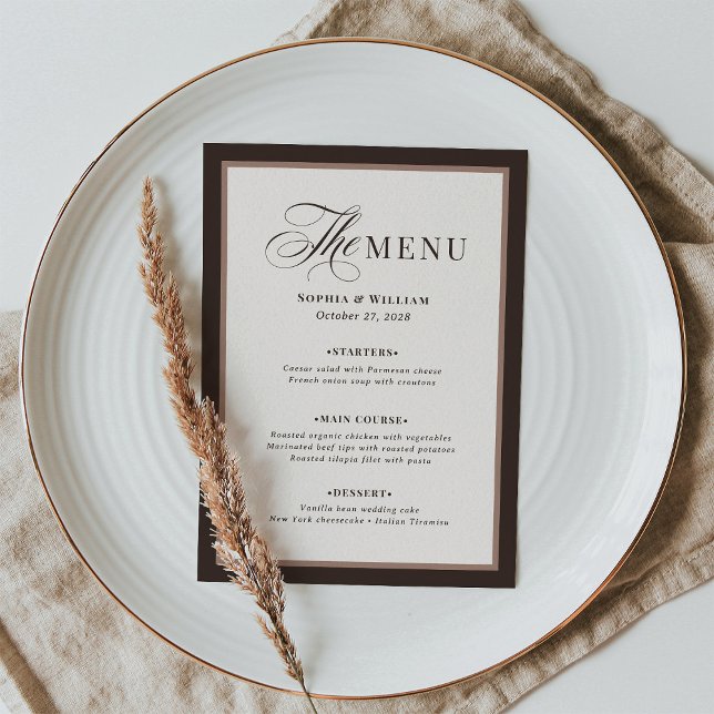 Menu Classique Luxe | Mariage Brun Neutre (Créateur téléchargé)