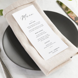 Menu classique Mariage noir et blanc élégant