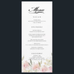 Menu classique Mariage rose<br><div class="desc">Conçu pour s'adapter à notre collection de mariage couleur pastel Classic Rose Floral,  ce design à deux côtés présente un cadre floral et vos éléments de menu mariages. Personnalisez avec vos propres choix de repas et de couleurs.</div>