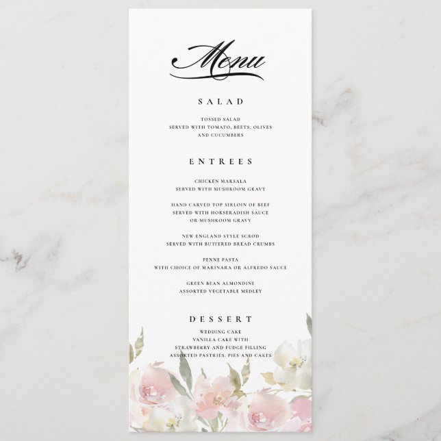 Menu classique Mariage rose (Devant)