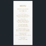 Menu classique minimaliste Mariage Gold Dinner Men<br><div class="desc">Ce menu classique minimaliste de mariage doré est idéal pour un mariage simple et élégant. La typographie vintage d'or lui donne une touche formelle classieuse. Gardez-le tel quel,  ou choisissez de le personnaliser avec des illustrations ou des graphiques de votre choix.</div>