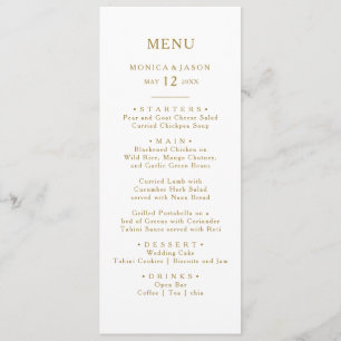 Menu classique minimaliste Mariage Gold Dinner Men