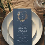 Menu classique or marine motif floral monogramme Mariag<br><div class="desc">**Ce design fait partie d'une suite et d'une collection uniques; La couleur du texte et du papier est personnalisable & n'est pas Real Foil** - Classic Color Scheme : bleu marine, blanc et or pour un look raffiné. - Embellissements floraux et botaniques : Ambiance romantique du jardin. - Élégant Monogramme...</div>
