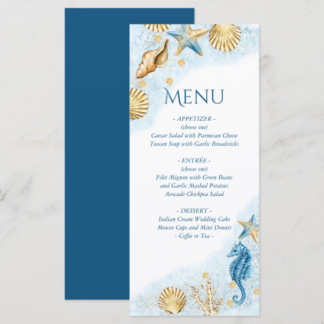 Menu Coastal Chic | La barrière de corail moderne (Devant / Derrière)