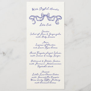 Menu Cobalt Blue La Dolce Vita Ribbon Ecru Mariage