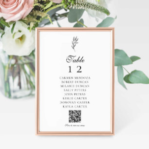 Menu Code QR Minimal Élégant Plan de table Mariage