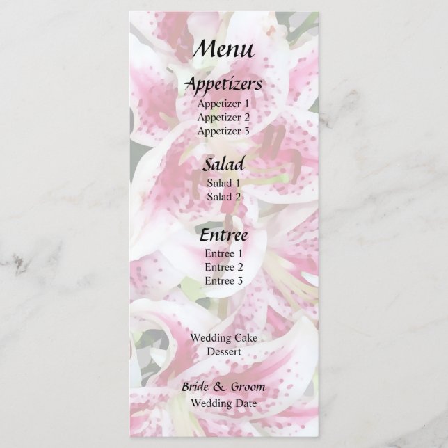 Menu Cœur avec lis Stargazer (Devant)