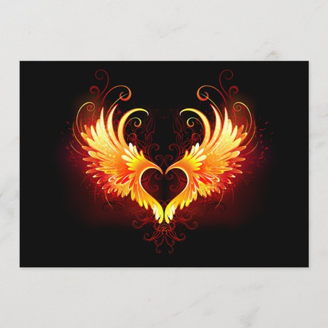 Menu Cœur d'ange de feu avec des ailes (Devant)