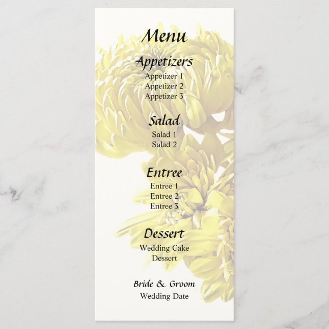 Menu Coeur de Chrysanthème jaune (Devant)