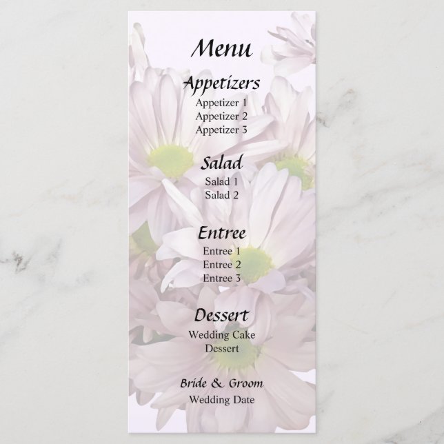 Menu Cœur de Mums Marguerite Rose (Devant)