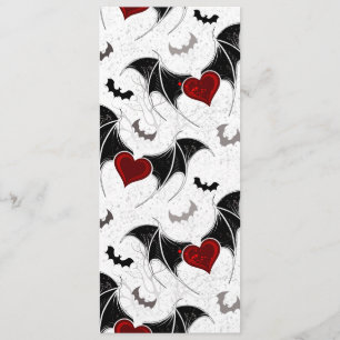 Menu Coeur d'Halloween avec ailes de chauve-souris noir
