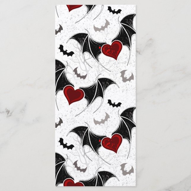 Menu Coeur d'Halloween avec ailes de chauve-souris noir (Devant)