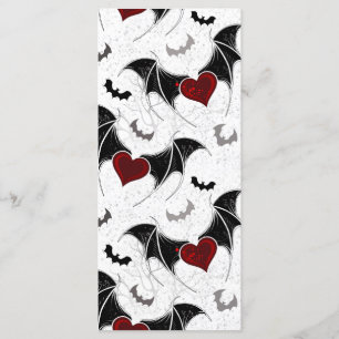 Menu Coeur d'Halloween avec ailes de chauve-souris noir