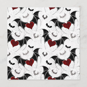 Menu Cœur d'Halloween avec ailes de chauve-souris noire