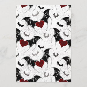 Menu Cœur d'Halloween avec ailes de chauve-souris noire