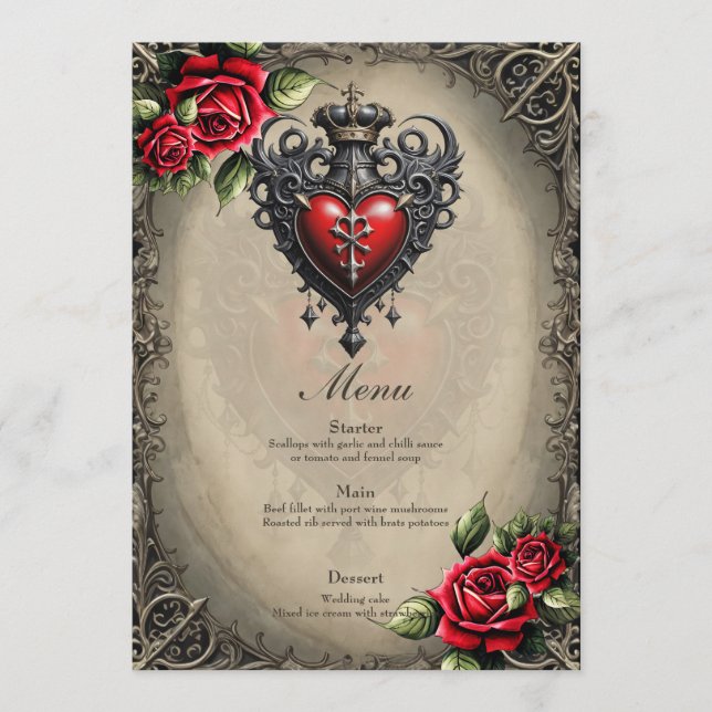 Menu Coeur gothique élégant mais mystique (Devant)