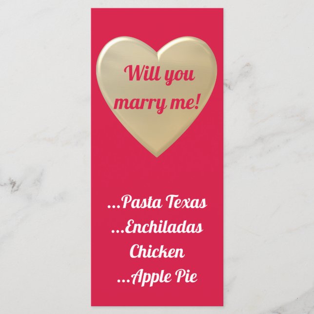 Menu cœurs dorés (Devant)