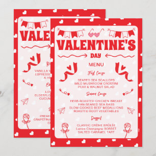 Menu Cœurs Joyuse Saint-Valentin Moderne Motif D'Amour