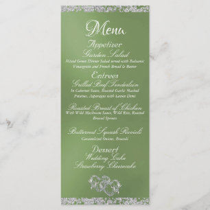 Menu Coeurs, Monogramme et Parties scintillant - Mariag