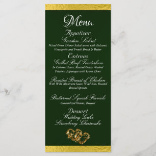 Menu Coeurs & Monogramme - Mariage Emerald/Gold