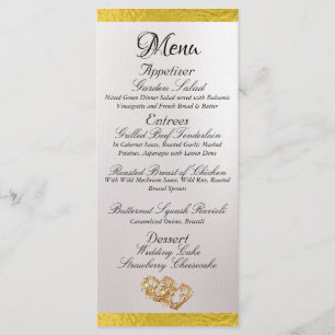 Menu Coeurs & Monogramme - Mariage Pearl/Or blanc