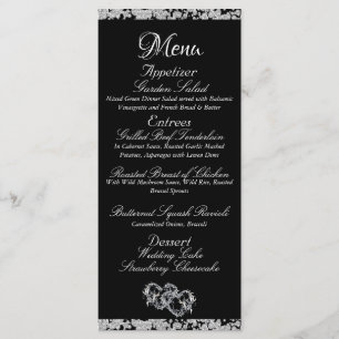 Menu Coeurs, Monogramme & Parties scintillant - Mariage