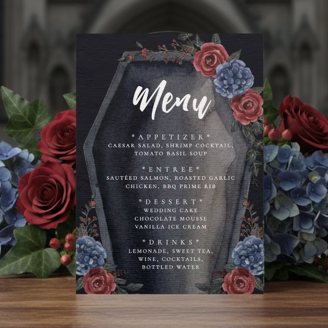 Menu Coffin Floral Gothic Wedding (Créateur téléchargé)