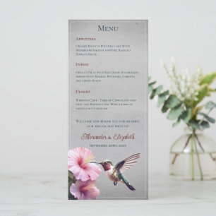 Menu Colibri et Hibiscus Mariage gris