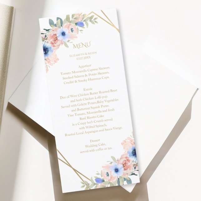 Menu Collecte Mariage bleu Peach (Peach Blue Wedding Collection Menu)