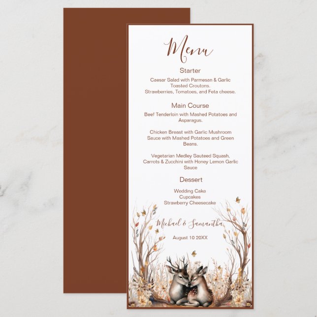 Menu Collection de mariage Cerf Rustique d'Automne (Devant / Derrière)