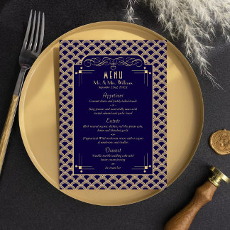 Menu Collection de Mariages Art Déco Gatsby vintage des