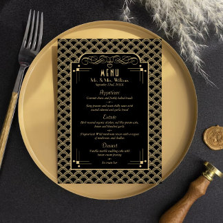 Menu Collection de Mariages Art Déco Gatsby vintage des
