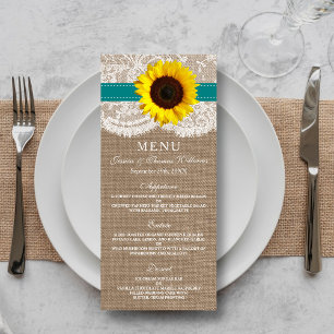 Menu Collection de Mariages de tournesol rustique - Tur