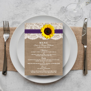 Menu Collection de Mariages de tournesol rustique - vio