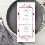 Menu Collection de Mariages floraux rose-printemps<br><div class="desc">La collection de mariages floraux rose printanier est un design élégant,  avec un feuillage d'aquarelle rose tendre et un élégant libellé argenté.</div>