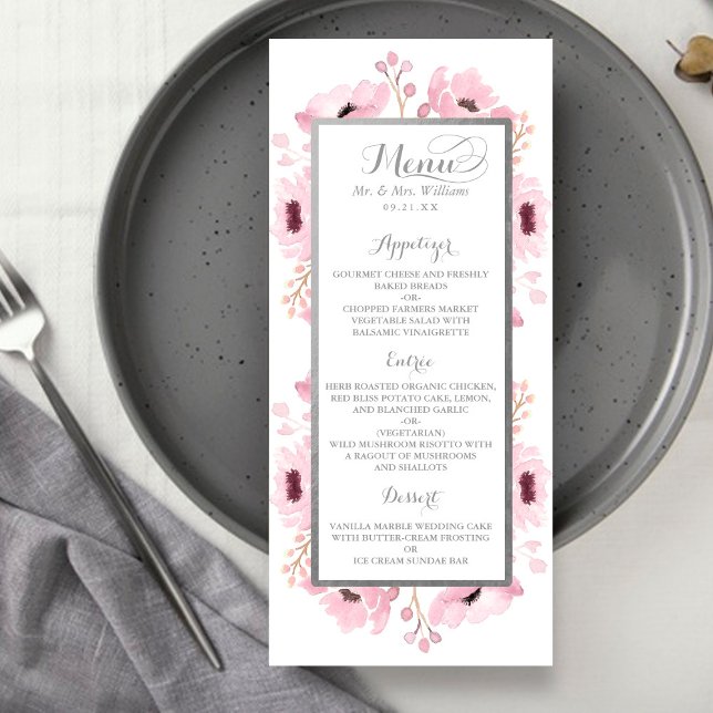 Menu Collection de Mariages floraux rose-printemps (Créateur téléchargé)