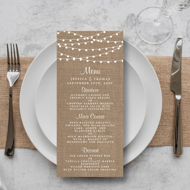 Menu Collection de Mariages Rustic Burlap (Créateur téléchargé)