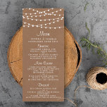 Menu Collection de Mariages Rustic Kraft<br><div class="desc">Simple mais élégant, les lampes à cordes de la collection rustique Kraft mariage est un design époustouflant avec de belles lumières à cordes blanches suspendues sur un arrière - plan à effet Kraft, qui est parfait pour toute célébration mariage rustique. Ces cartes de menu peuvent être personnalisées pour votre occasion...</div>