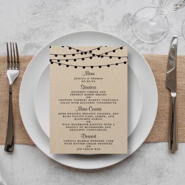 Menu Collection de Mariages Rustic Kraft (Créateur téléchargé)
