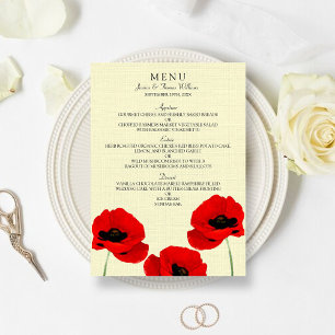 Menu Collection florale de mariage de pavots rouges