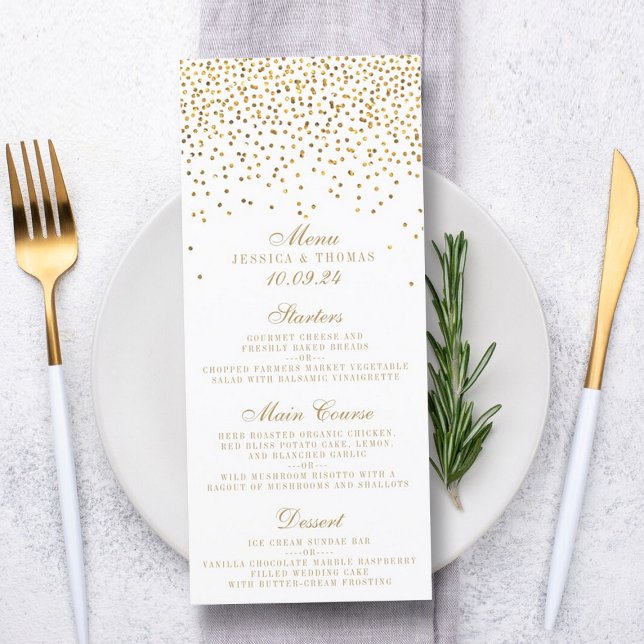 Menu Collection Vintage de Mariage Glam Gold Confetti (Créateur téléchargé)