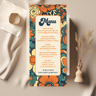 Menu Coloré Moderne Super Rétro les années 70 Floral Ma