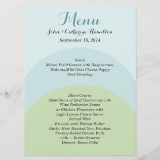 Menu Colorful Modern Custom Wedding