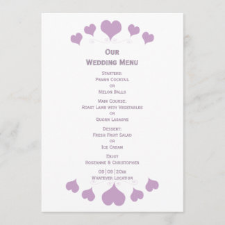 Menu Conception de cœurs de lilas pour mariage