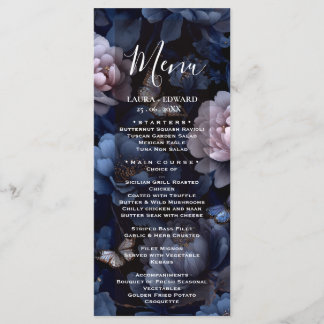 Menu conception de mariage floral bordeaux mettant en v